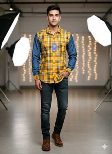 Stylish Yellow Plaid Shirt