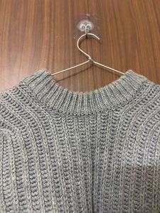 Gray Knit Pullover Sweater