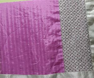 Pink & Silver Embellished Saree