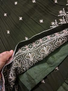 Elegant Olive Green Kurta Set L