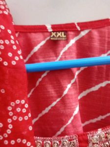Red Striped Kurta with dupatta