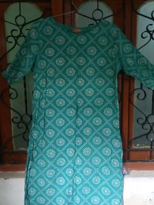 Teal Patterned Kurti Dress