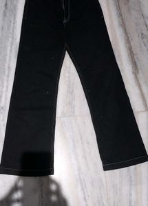 Black Flare Jeans - White Stitch Detail