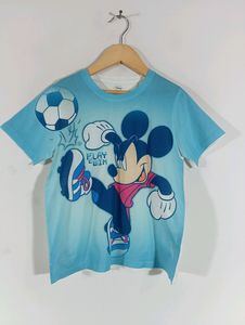 Cyan Printed Casual T-shirt (Boy's)