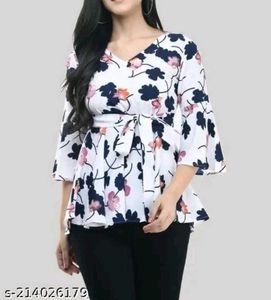 Floral Print White Top