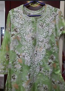 Green Floral Embroidered Kurti
