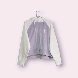 Lilac & White Colorblock Hoodie