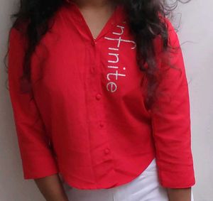 Red Infinite Graphic Button-Down