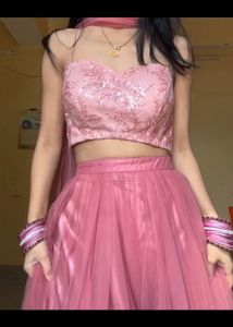Pink Lehenga With Dupatta And Blouse