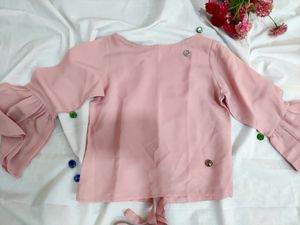 Pink Full Sleeve Crop Top