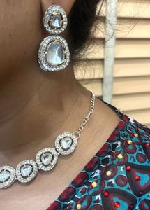 Elegant Silver Stone Necklace Set