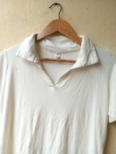White Polo Crop Top (Women)