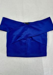 Blue Off-Shoulder Crop Top