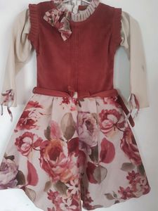 Emported Baby Dress For Winter Warm Frock Party