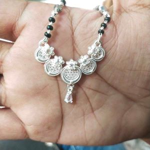 Pure Silver Beautiful White &amp; Pink CZ Mangalsutra