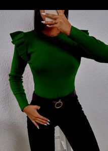 SHEIN  💚 Plus Mock Neck Frill Shoulder Bodys