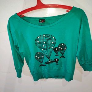 Stylish Green Balloon Print With Peral Detailing
