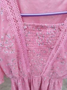 Pink Floral Print Dress(Unused)