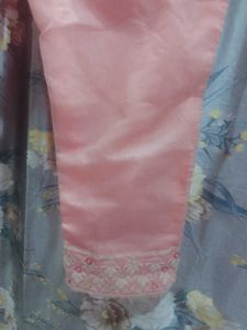 Elegant Peach Kurta Pant With Net Dupatta