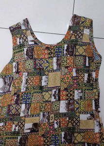 Digital Print Sleeveless A -Line  Kurta for Women