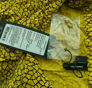Vero Moda Yellow Printed A-line Dress