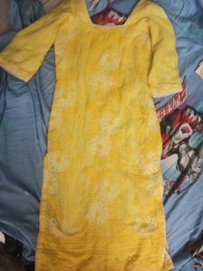 Bright Yellow Kurti With Pants