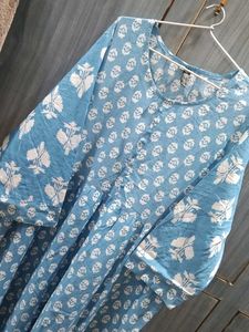 Blue Floral Print Midi  Pant Dress