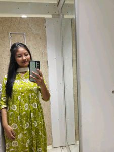 Green Floral Print Midi Dress