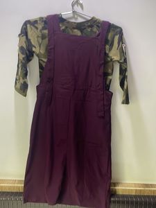 Burgundy Pinafore Dress