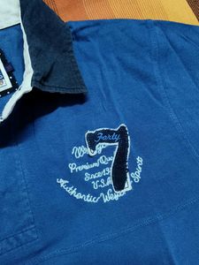 Wrangler Men Blue Cotton Casual Tshirt