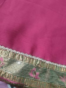 Pink Saree With Border No Blouse
