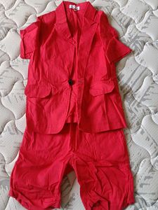 Red Kids Blazer &amp; Shorts Set