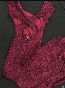 Elegant Lace Burgendy Dress