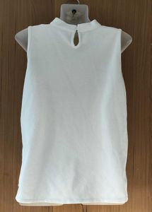 White Mock Neck Sleeveless Top