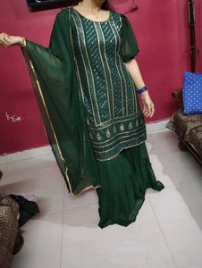 3 Pieces Green Garara Suit