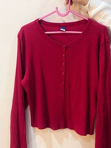 Red Long Sleeve Top