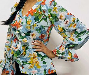 Casual Flower Print Top Berry Lush