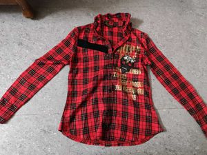Checkered Skull detail Punk Shirt