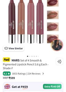 Mars Nude Creamy &amp; Pigmented Lipstick Set Of 3