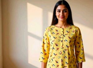Printed Yellow Kurta