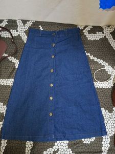 Vintage Denim Button-Down Midi Skirt