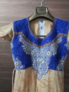 Blue With Sandal Anarkali