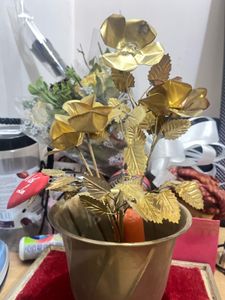 Brass Rose Showpiece in Glass Case