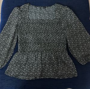 Black And White Peplum Top