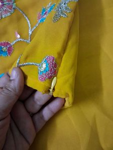 Yellow Embroidered Kurta Set  sizes available