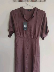Elegant Brown Button-Down Dress