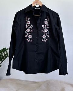 Black Embroided Cotton Shirt Pretty