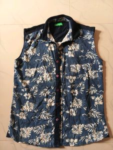 Floral Print Sleeveless Shirt