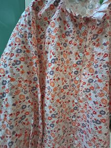 Floral Ruffle Collar Button-Down Top