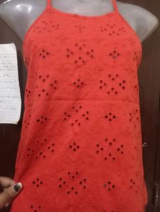 Orange Beautiful Top With Back Knots